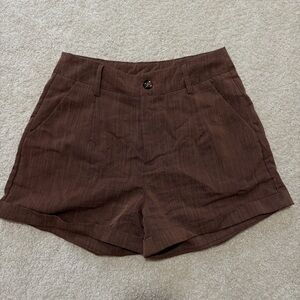 Women's Brown High Rise Shorts